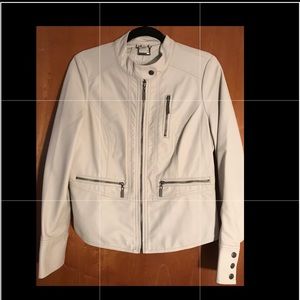 Vegan Leather Jacket Size L, Off White